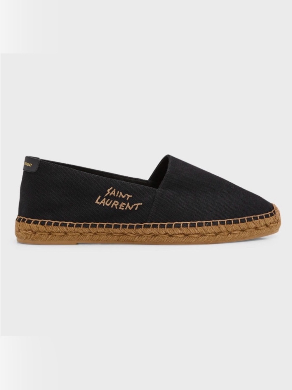 Authentic Saint Laurent Monogramme Embroidered Canvas Espadrilles 40 Black